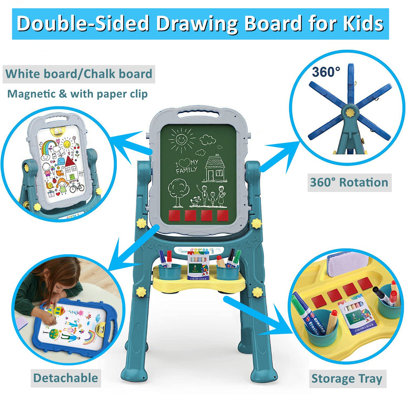 Double Side Drawing Board Easel Set for Kids