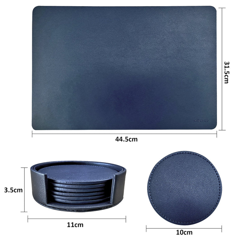 PU Leather Dual Tone 6 Placemats & 6 Coasters Set