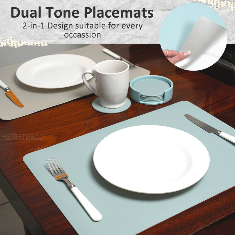 PU Leather Dual Tone 6 Placemats & 6 Coasters Set