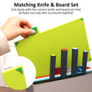 Color Coded Index Cutting Boards & Knives Set