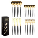 24Pcs Silverware Flatware Cutlery Set - Gold & Black