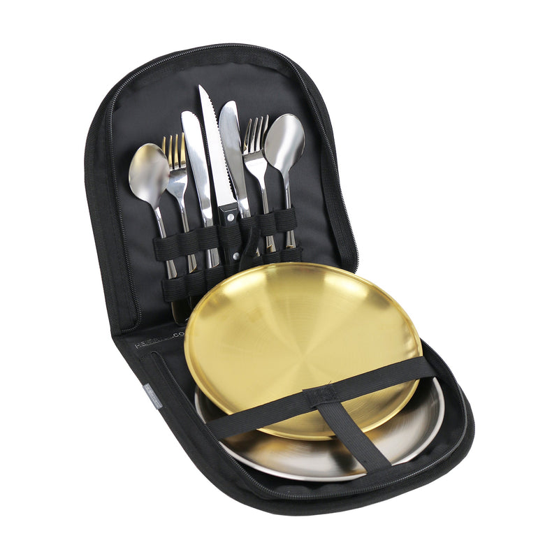 10Pcs Camping Tableware Cutlery Set for 2