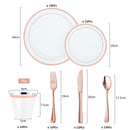 72Pcs Disposable Plastic Party Plates Dinnerware Set-Rose Gold