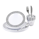 72Pcs Disposable Plastic Party Plates Dinnerware Set - Silver