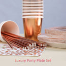 125PCs Paper Plates Party Supply Set - Rose Gold