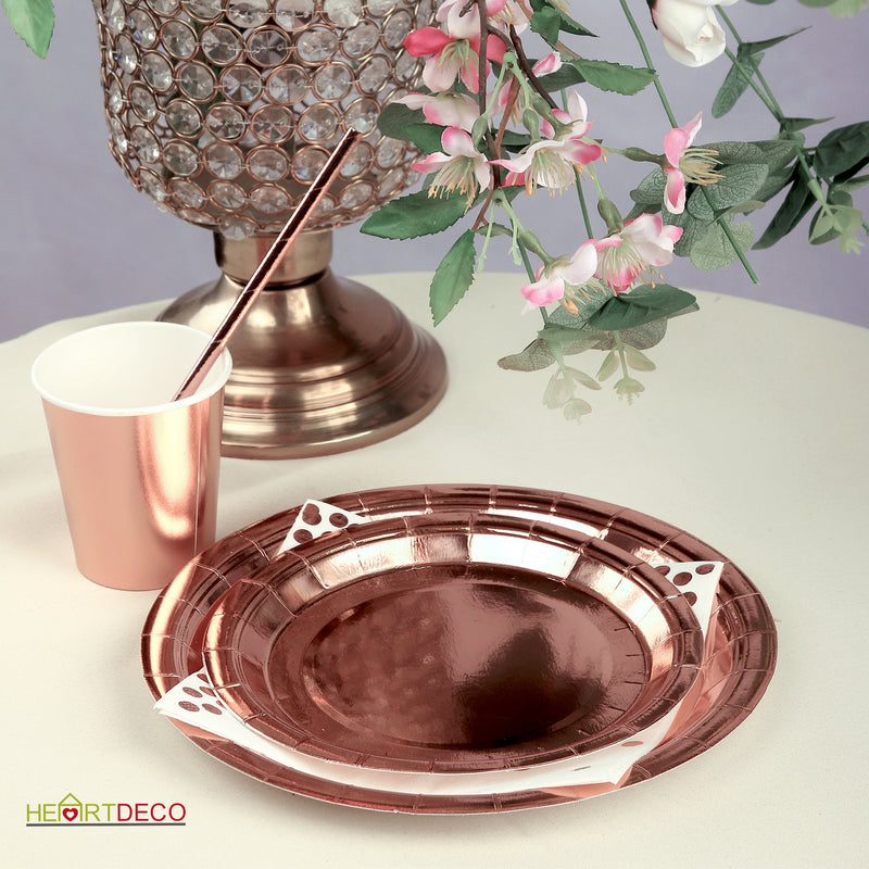 125PCs Paper Plates Party Supply Set - Rose Gold