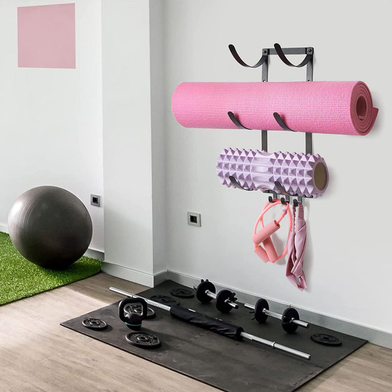 Wall Mounted Yoga Mat Holder Gym Accessories Rack