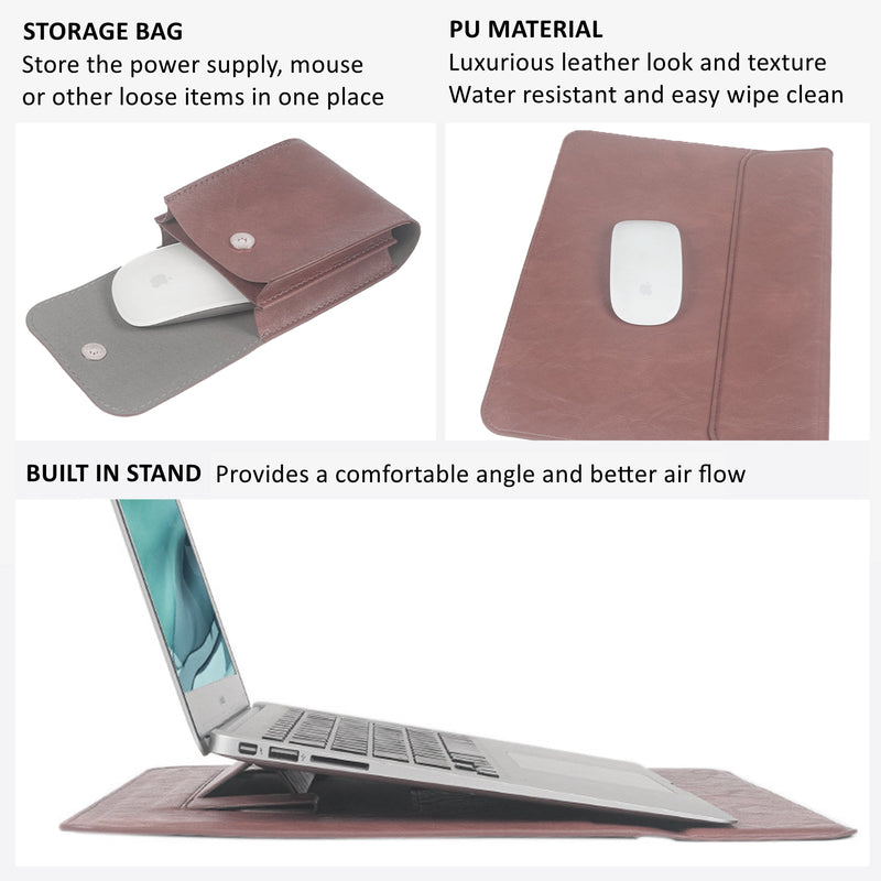 13Inch PU Leather Laptop Sleeve with Stand Set