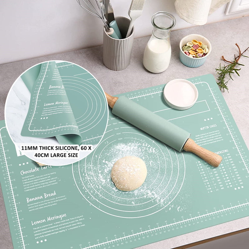 Silicone Kneading Mat Rolling Pin Baking Kit