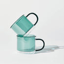 Set of 6 Double Wall Glass Coffee Mugs Cups - Teal