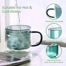 Set of 6 Double Wall Glass Coffee Mugs Cups - Teal