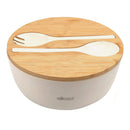 Salad Bowl With Bamboo Lid and Serving Spoons Set