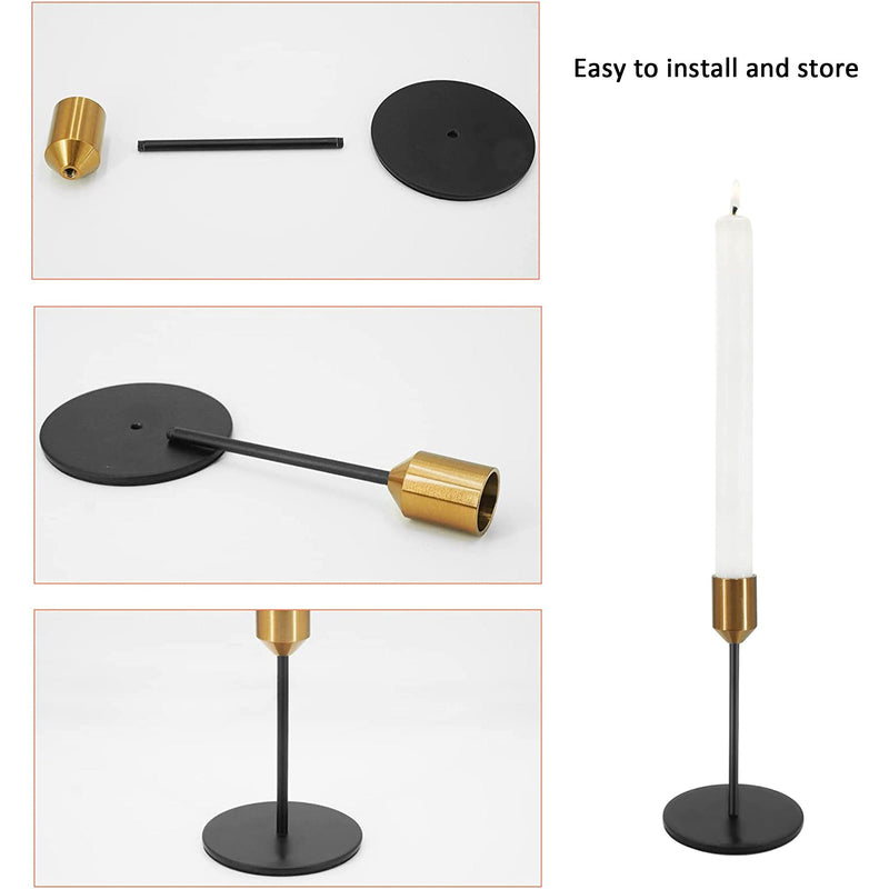 2Pcs Stainless Steel Candle Stick Holder Set