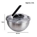 Stainless Steel Salad Bowl Spinner Colander 3.5L