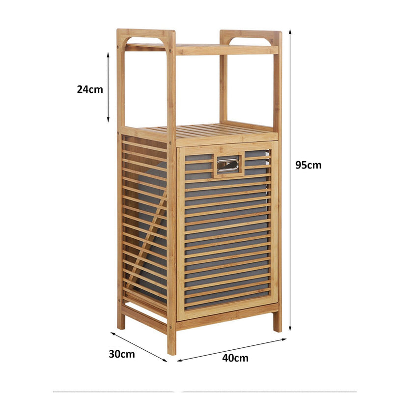 Bamboo Laundry Hamper Basket With Shelf