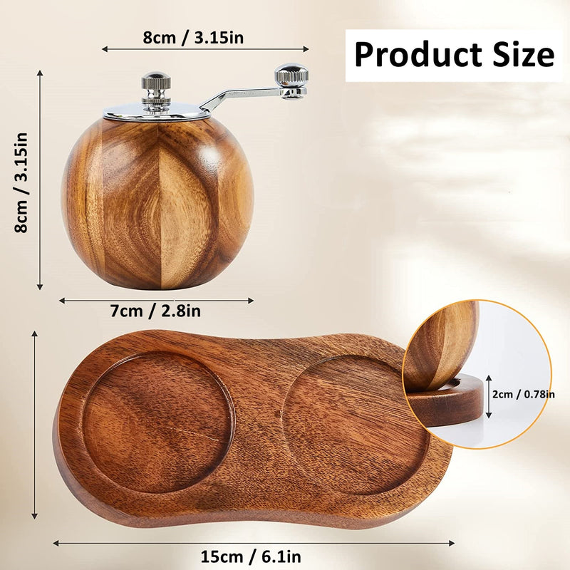 Round Wooden Manual Pepper Salt Grinder Set