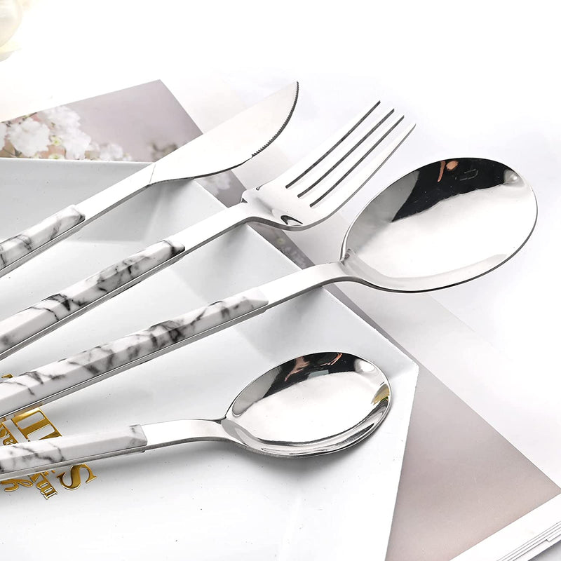 4Pcs Cutlery Silverware Flatware Set - Marble