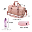 35L Ladies Gym Duffel Bag  Set With Water Bottle & Microfiber Towel-Pink