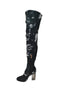 " BERTA " Soft , Printed Over the knee Boots - BLACK