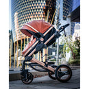 Belecoo 2 in 1 Luxury Stroller Rose Gold & Brown Leather