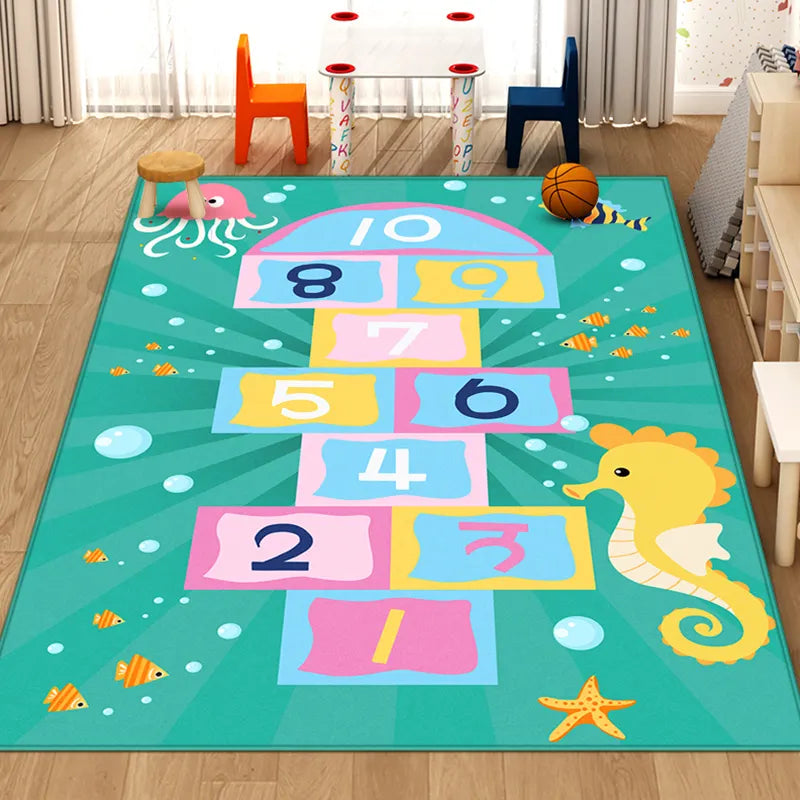 Rectangular Crystal Velvet Carpet for Kids/Dynamic