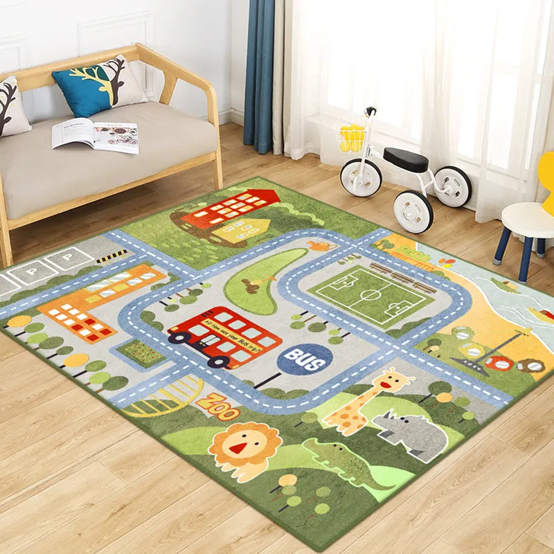 Rectangular Crystal Velvet Carpet for Kids/Dynamic