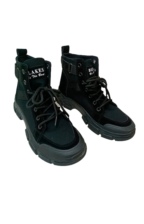 KIRA - Ladies Canvas Ankle Boots - BLACK