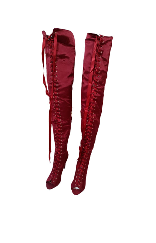 Rita Lace Up Over The Knee Light Boots