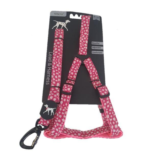 Small Pet Leash and Harness Set â€“ Pink And Cream Spots