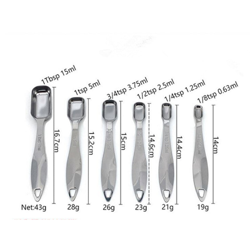 6Pcs Stainless Steel Kitchen Measuring Spoons Set