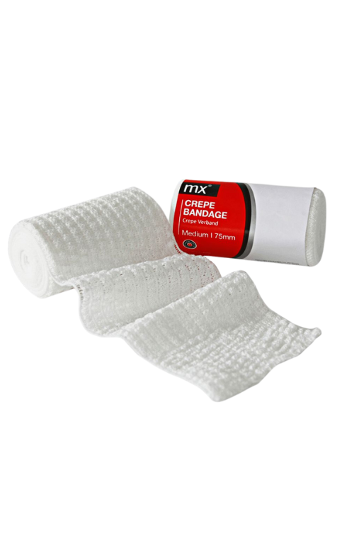 mx Crepe Bandage 75mm x 4.5m - Clips (12's)