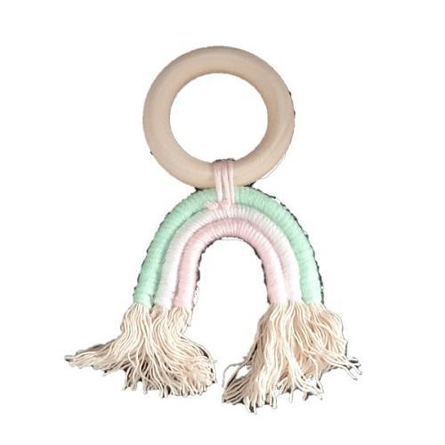 Rainbow Crochet & Wooden Teething Ring â€“ Green