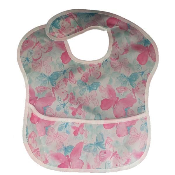 Waterproof Baby Bib with Crumb Catcher - Blue Forest Animals